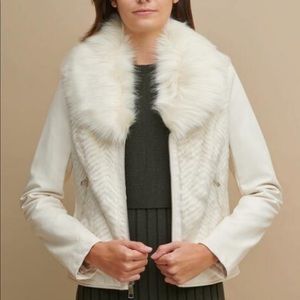 Guess Stretch Faux Leather with Faux Fur Jacket